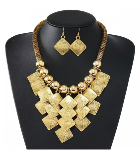 SET738 - Multi-Layered Rhombus Necklace Set